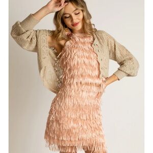 NWT Fringe Halter Top Blush Pink by